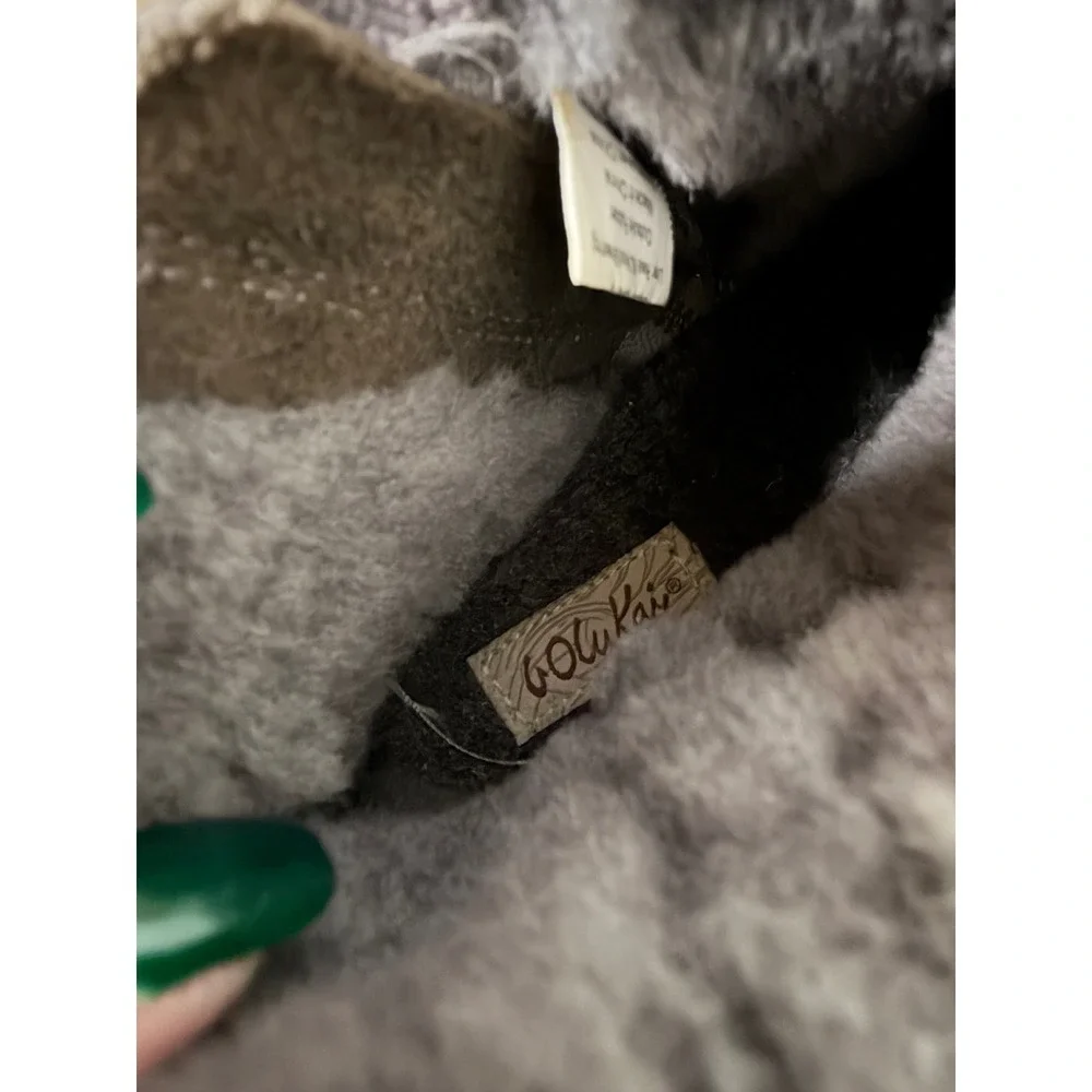 OLUKAI  WOOL SHEARLING LINED ANKLE BOOTIE BOOTS PEHUEA HULU SIZE 7 Black & Grey